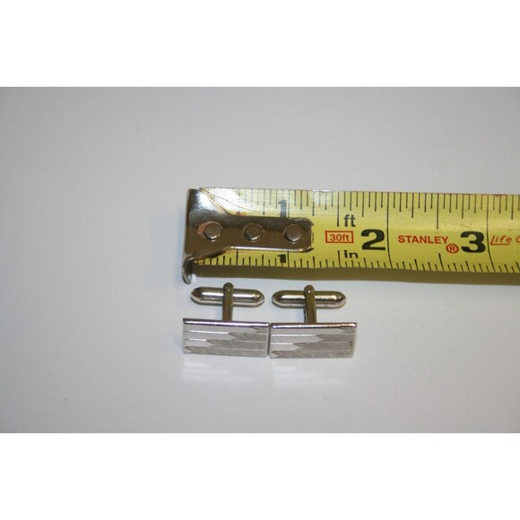 Vintage Chrome Silver Squared SWANK Mid Century Modern Cuff Links Set RARE - Picture 6 of 6